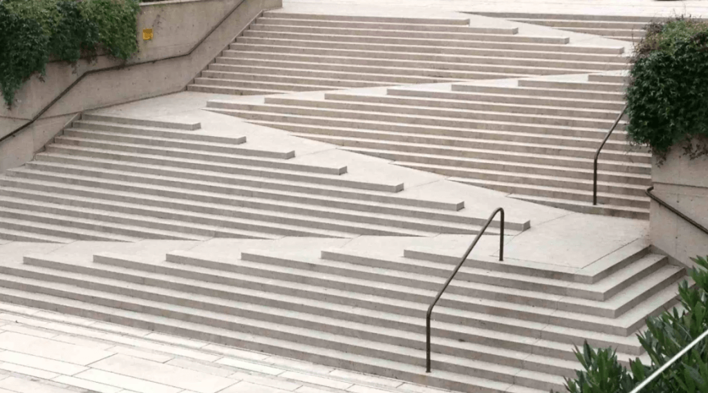 example of stairs with built-in ramp option for those needing due to stroller, cart, wheelchair or other use.